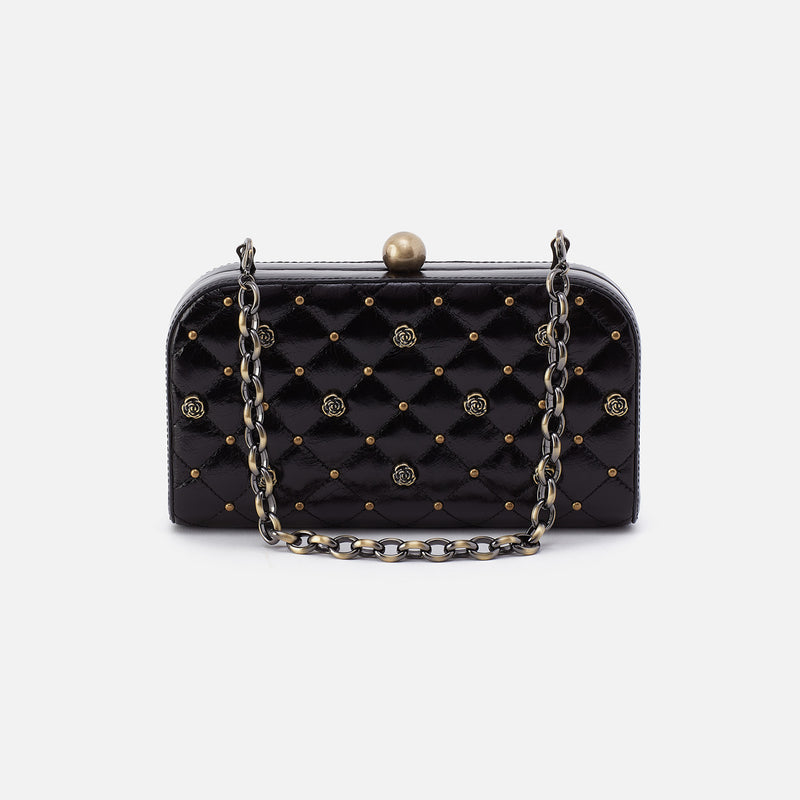 Lauren Minaudiere In Polished Leather - Studded Black