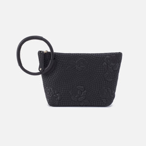 Maggie Clutch In Smooth Leather - Black Quilted Rose