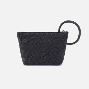 Maggie Clutch In Smooth Leather - Black Quilted Rose