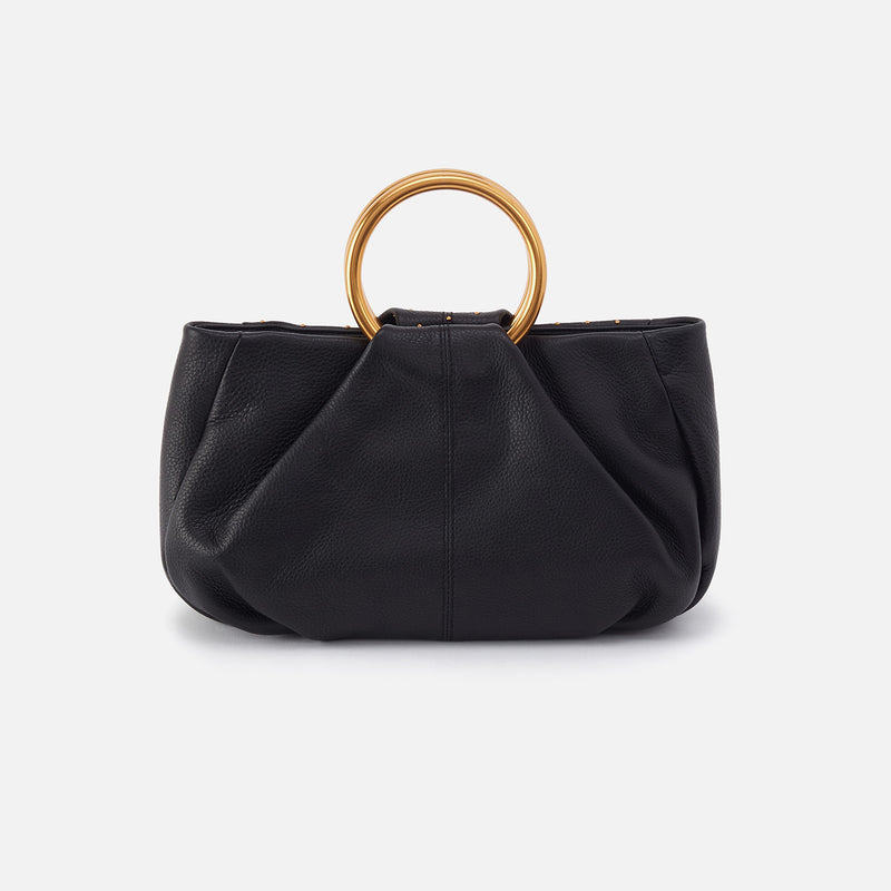 Sheila Ring Satchel In Pebbled Leather - Black