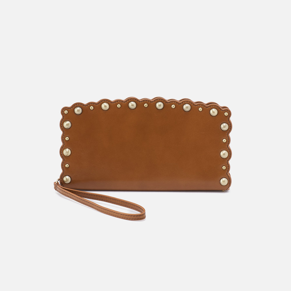 Sav Wallet Wristlet In Polished Leather - Truffle