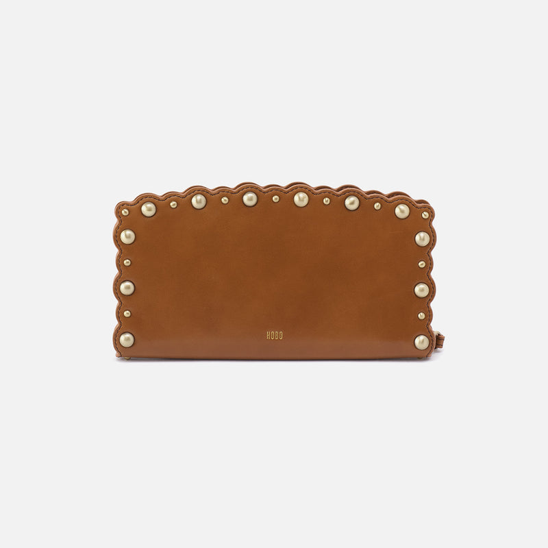 Sav Wallet Wristlet In Polished Leather - Truffle