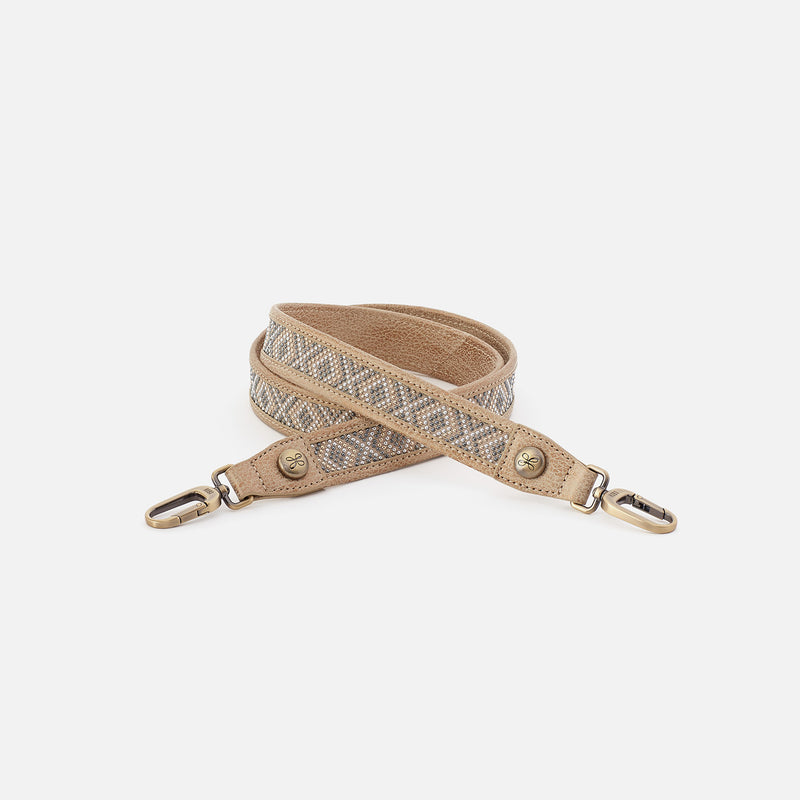 Skinny Beaded Strap In Metallic Leather - Gold Leaf