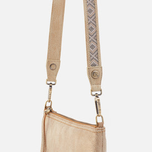 Skinny Beaded Strap In Metallic Leather - Gold Leaf