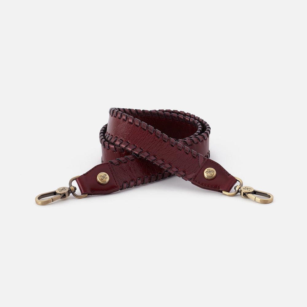 Whipstitch Guitar Strap In Polished Leather - Winterberry