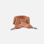 Webbing Strap In Webbing Fabric With Pebbled Leather Trim - Desert Sun