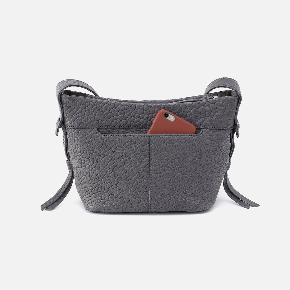 Bonita Crossbody in Bubble Pebbled Leather - Grey