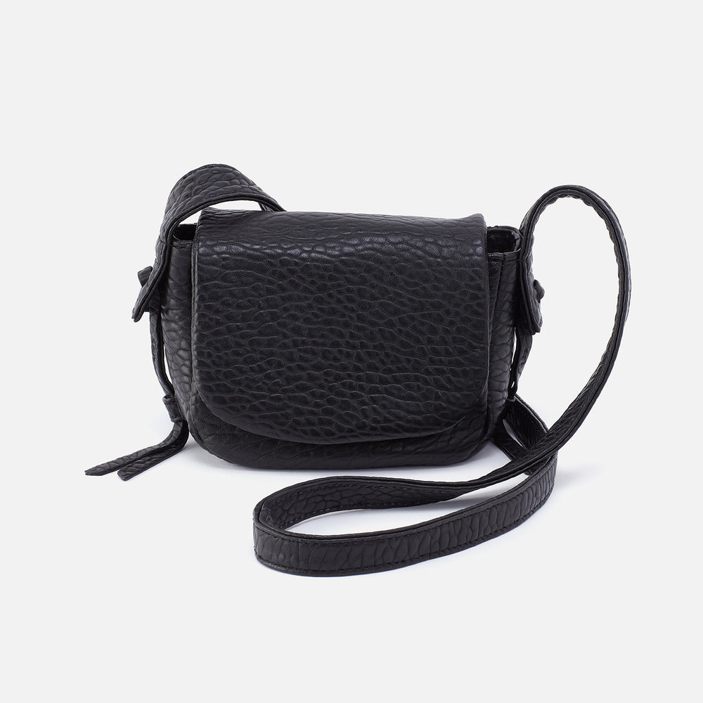 Bonita Mini Messenger Crossbody in Bubble Pebbled Leather - Black