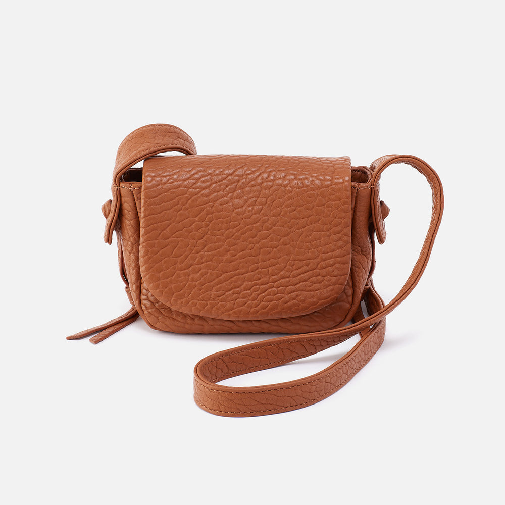 Bonita Mini Messenger Crossbody in Bubble Pebbled Leather - Brown