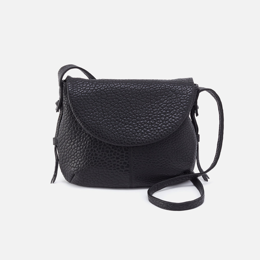 Bonita Messenger Crossbody in Bubble Pebbled Leather - Black