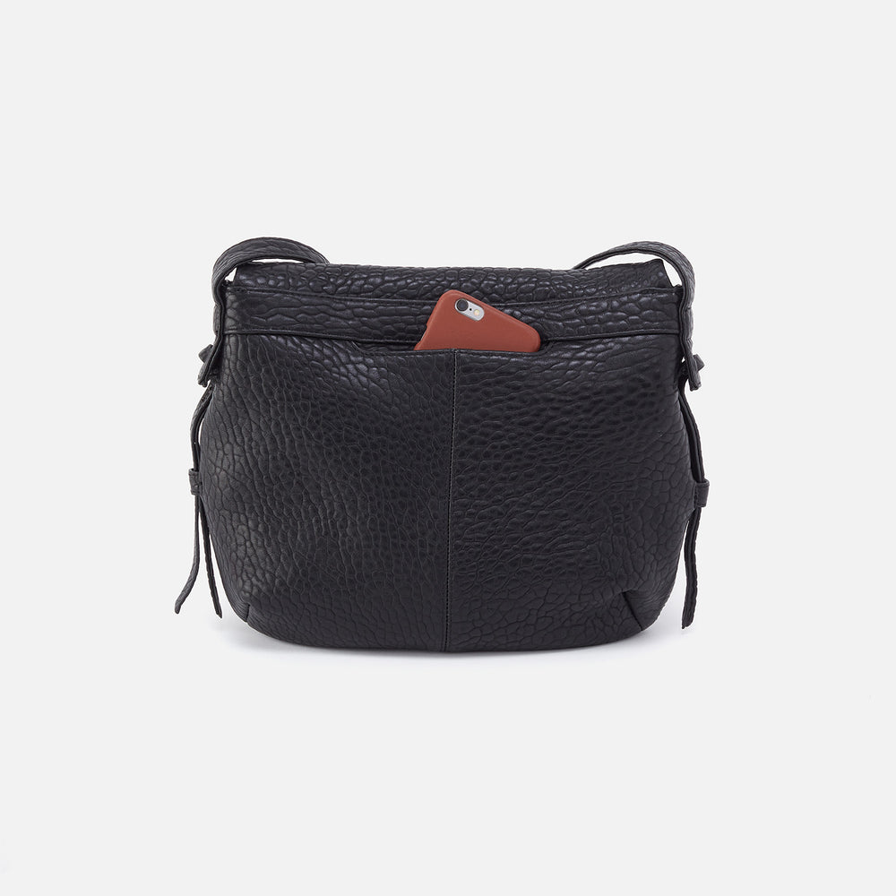 Bonita Messenger Crossbody in Bubble Pebbled Leather - Black