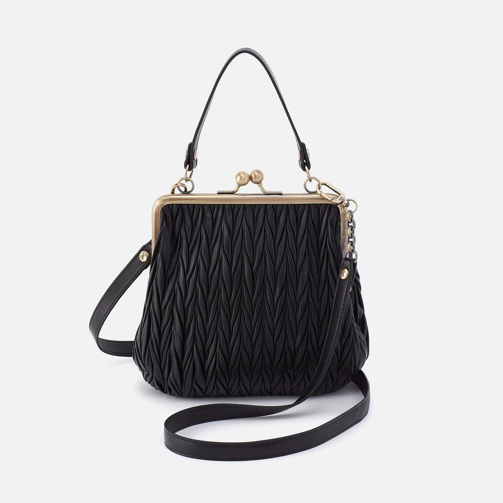 Alba Crossbody In Soft Pleated Leather - Black