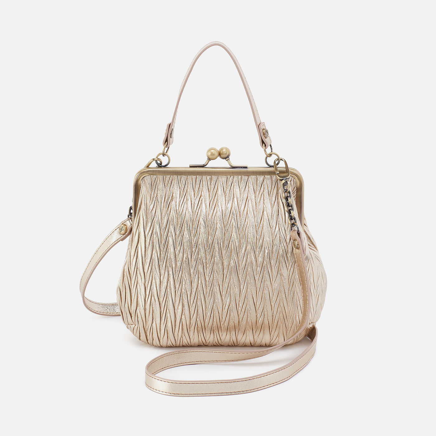 Alba Crossbody In Soft Pleated Leather - Gold