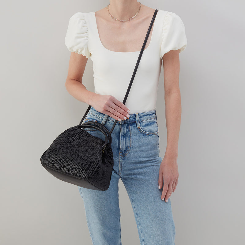 Darling Satchel In Soft Pleated Leather - Black