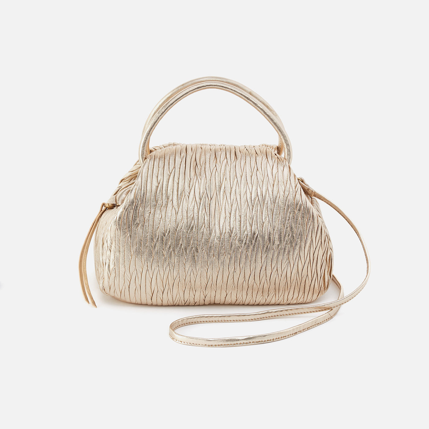 Darling Satchel In Soft Pleated Leather - Gold