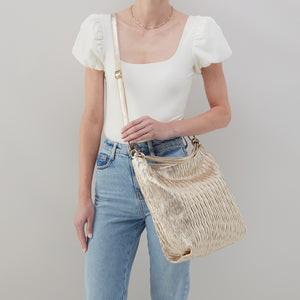 Lindley Hobo In Soft Pleated Leather - Gold