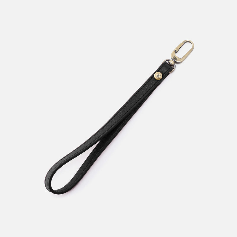 Grip Wristlet Strap In Pebbled Leather - Black