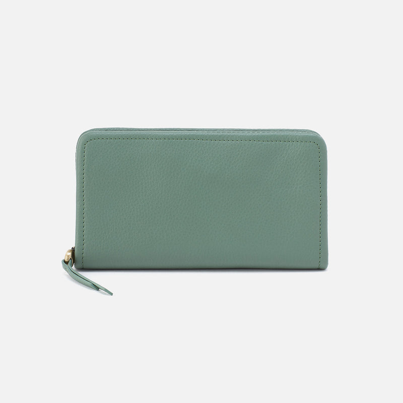 Cass Large Wallet In Pebbled Leather - Ivy