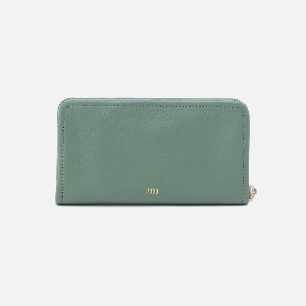 Cass Large Wallet In Pebbled Leather - Ivy