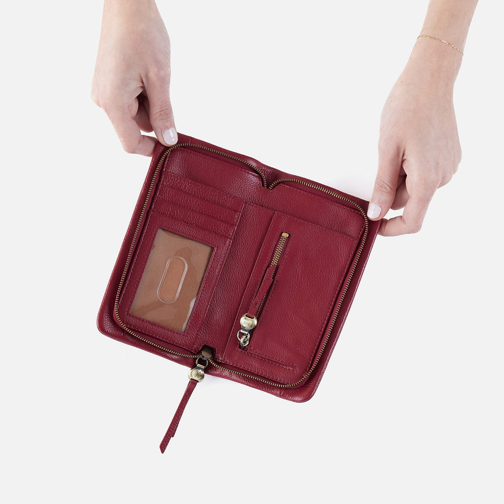 Cass Large Wallet In Pebbled Leather - Wine