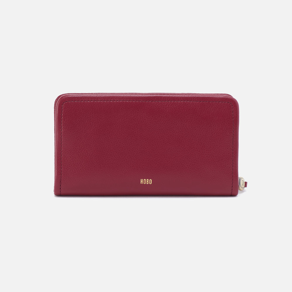 Cass Large Wallet In Pebbled Leather - Wine