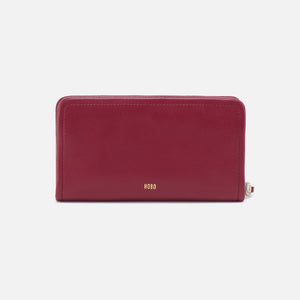 Cass Large Wallet In Pebbled Leather - Wine