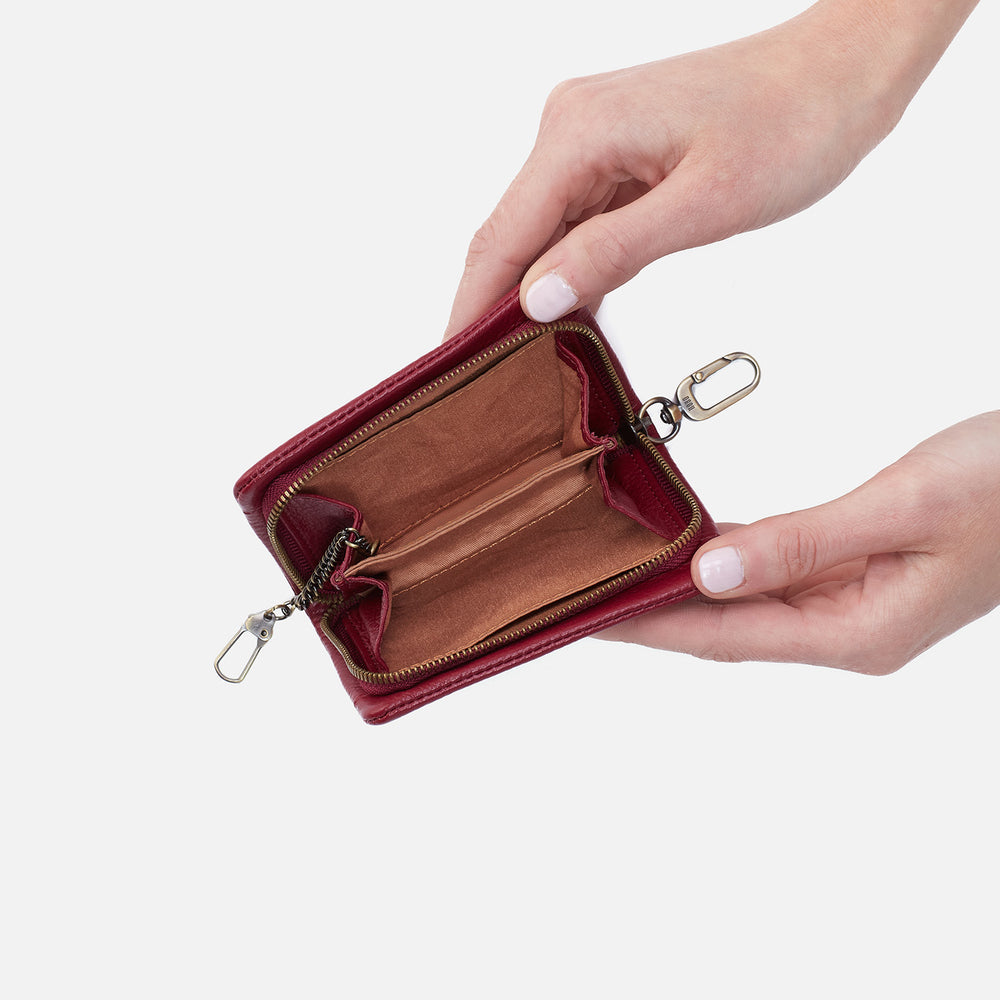 Cass Card Case In Pebbled Leather - Wine