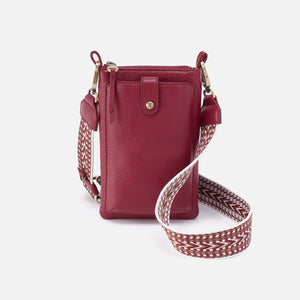 Cass Phone Crossbody In Pebbled Leather - Wine