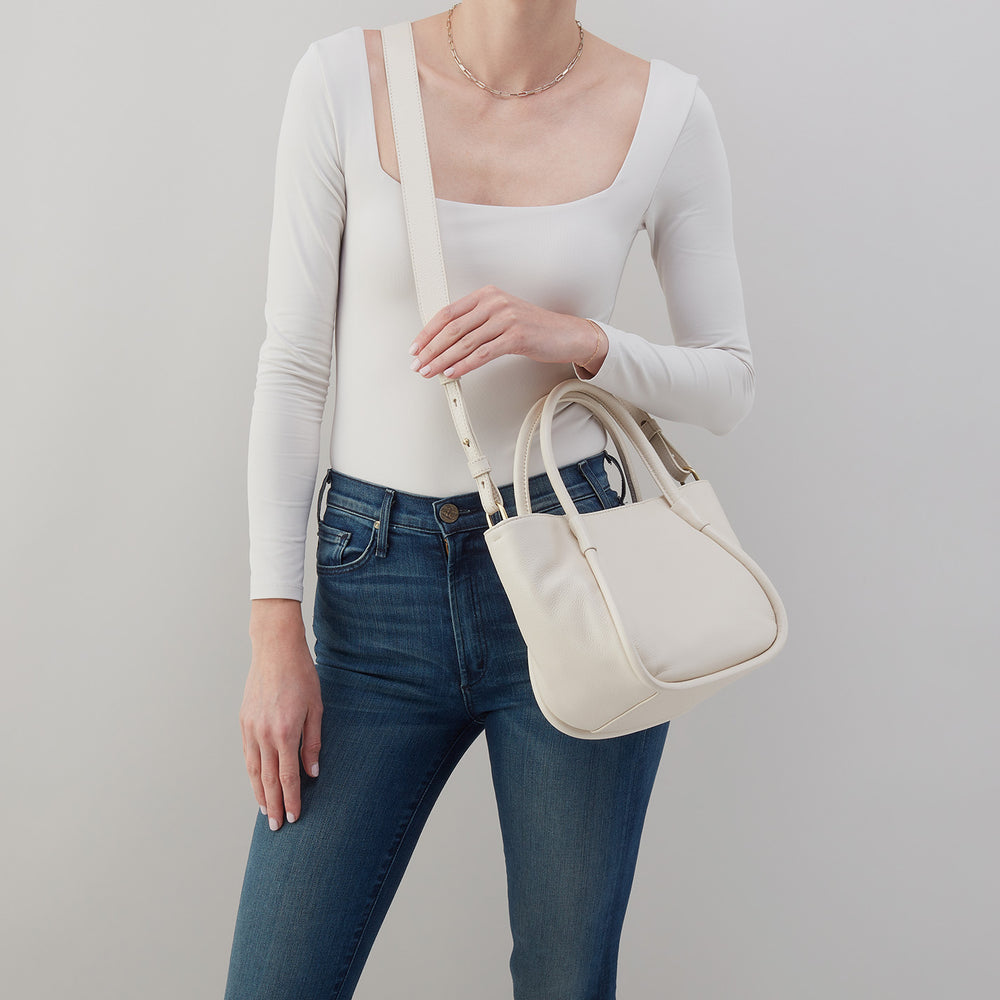 Margot Satchel In Pebbled Leather - Ivory