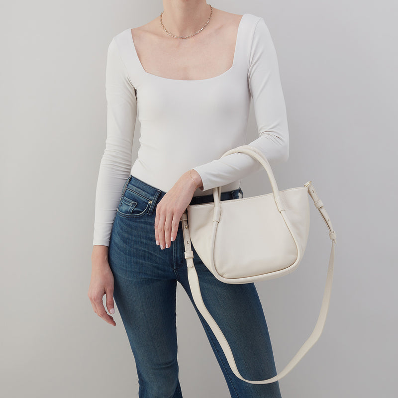 Margot Satchel In Pebbled Leather - Ivory