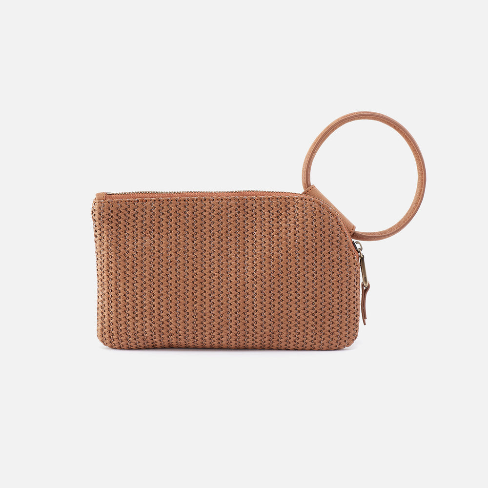 Sable Wristlet in Raffia With Leather Trim - Sepia