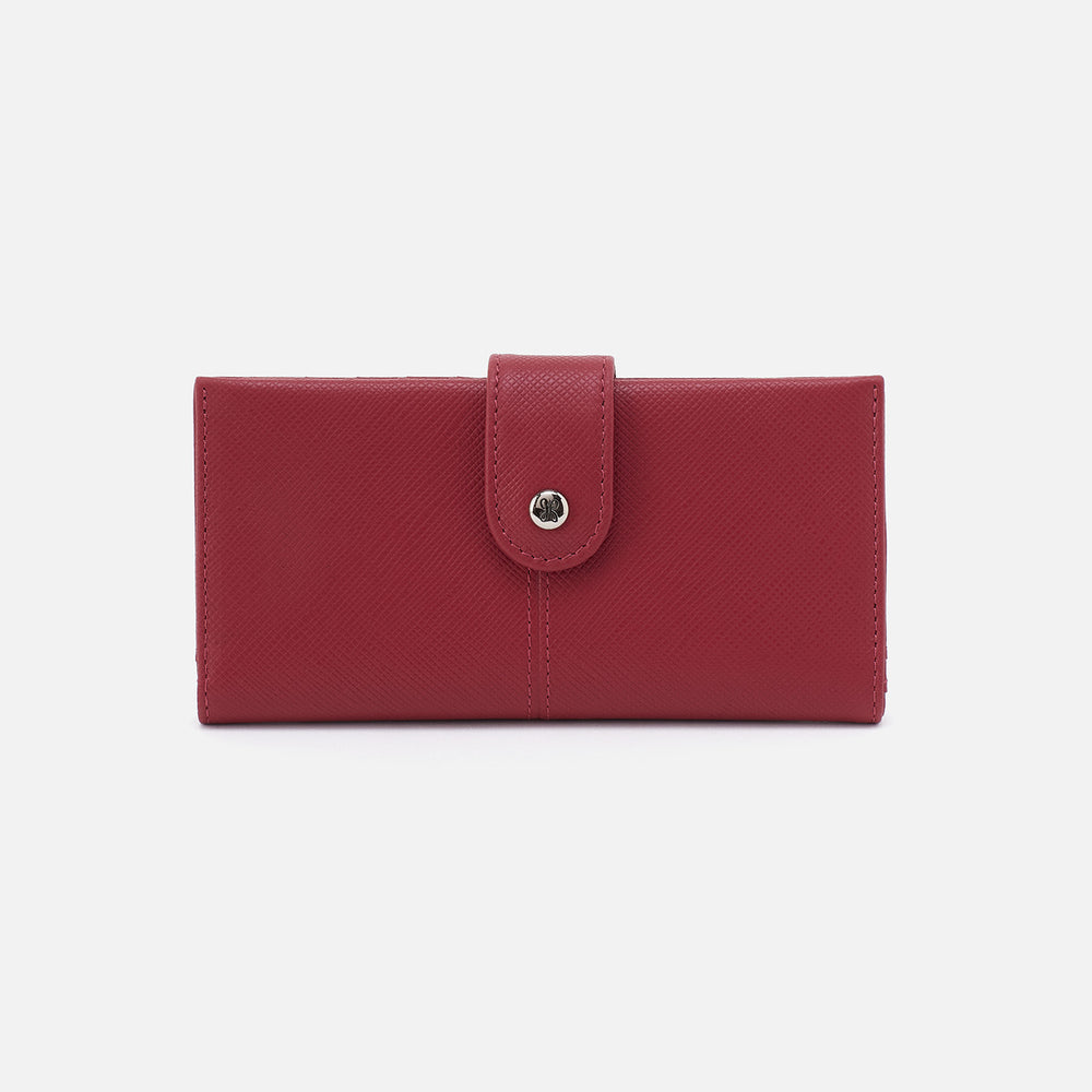 Essential Bifold Wallet In Soft Saffiano Leather - Cranberry