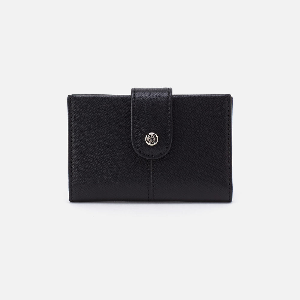 Essential Card Case In Soft Saffiano Leather - Black