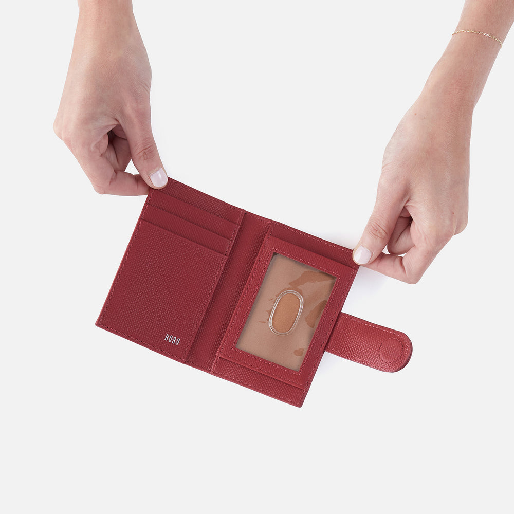 Essential Card Case In Soft Saffiano Leather - Cranberry