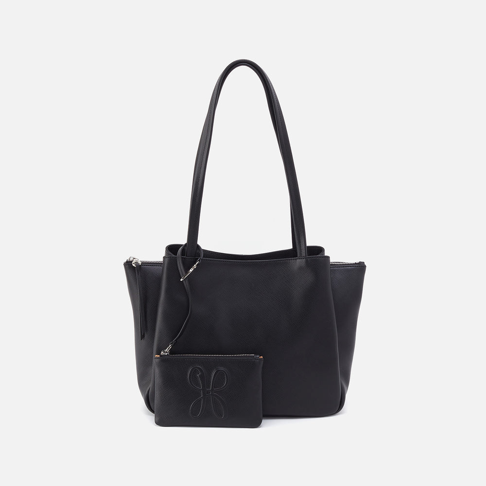 Essential Medium Tote In Soft Saffiano Leather - Black