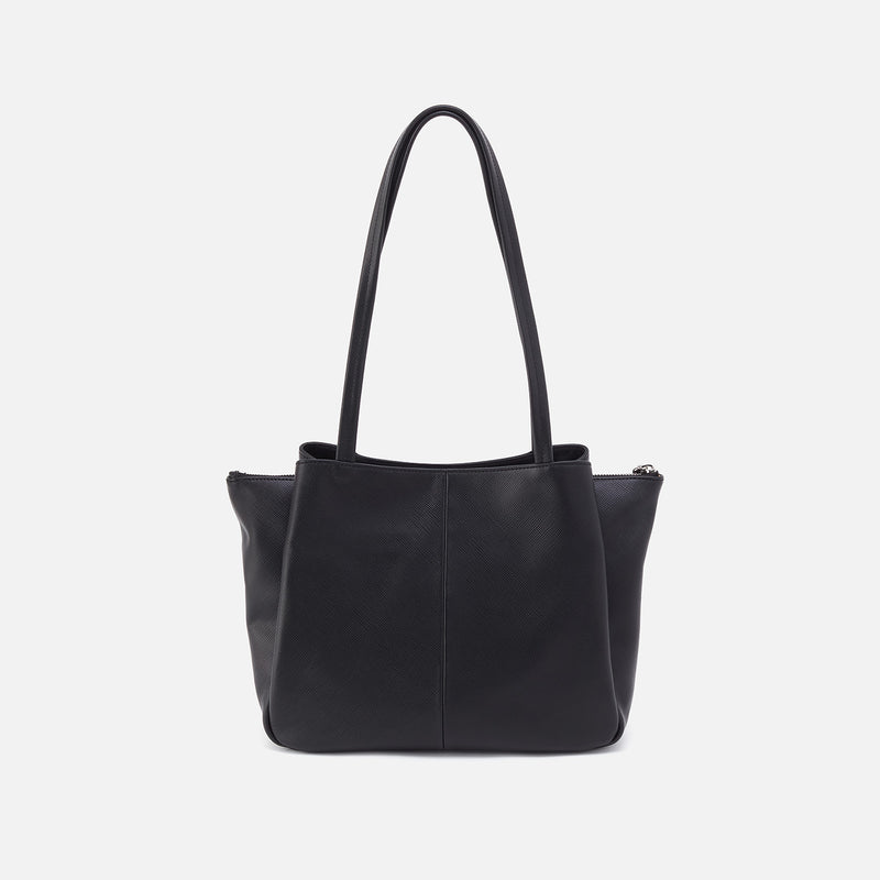 Essential Medium Tote In Soft Saffiano Leather - Black