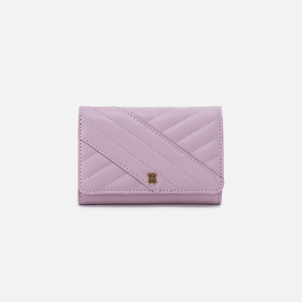 Jill Trifold Wallet in Quilted Silk Napa Leather - Lavender