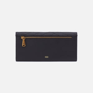 Jill Large Trifold Wallet in Quilted Silk Napa Leather - Black