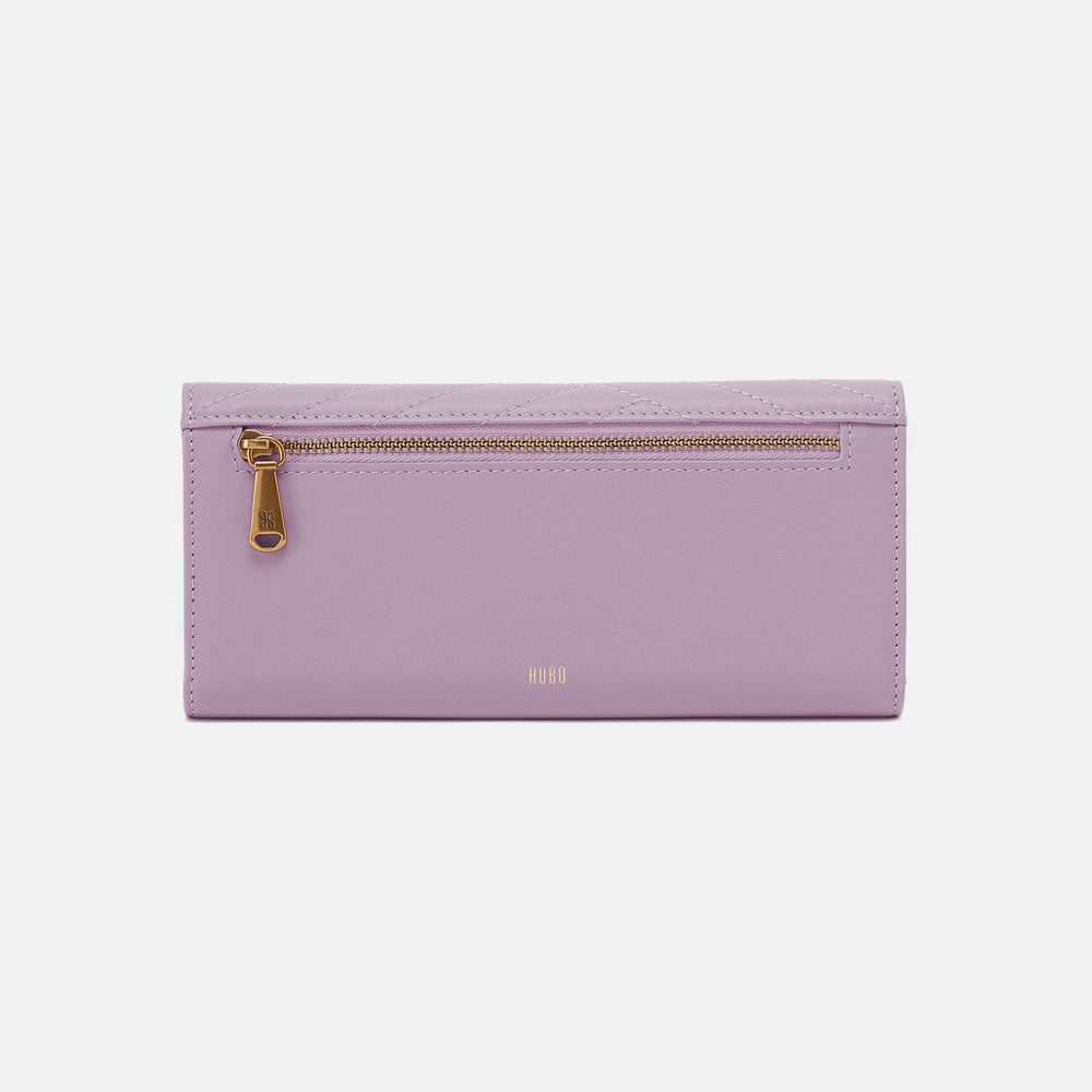 Jill Large Trifold Wallet in Quilted Silk Napa Leather - Lavender