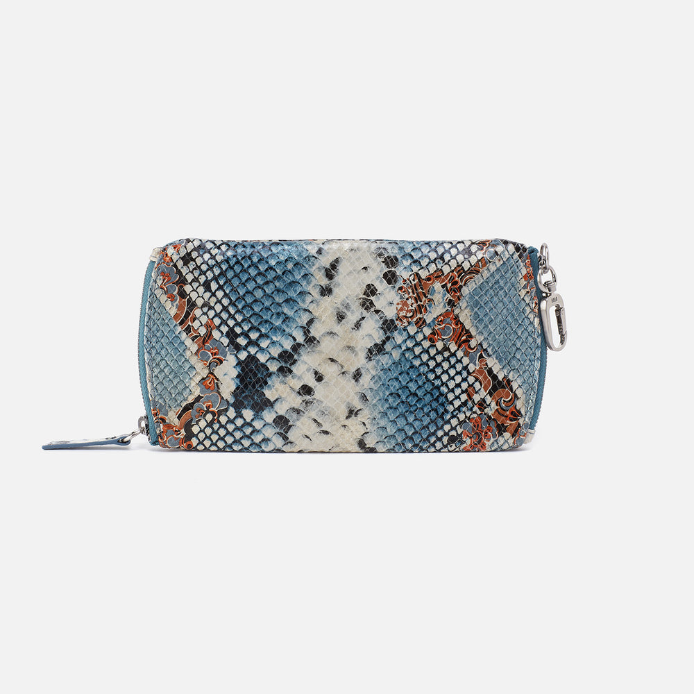 Spark Double Eyeglass Case In Printed Leather - Blue Tempest