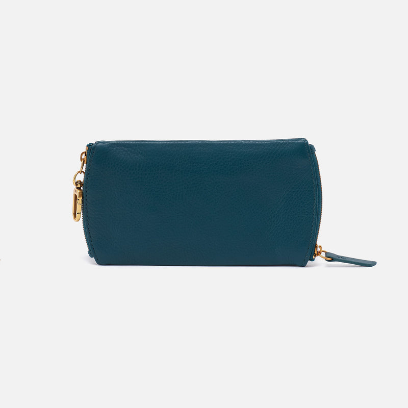 Spark Double Eyeglass Case In Pebbled Leather - Midnight Teal