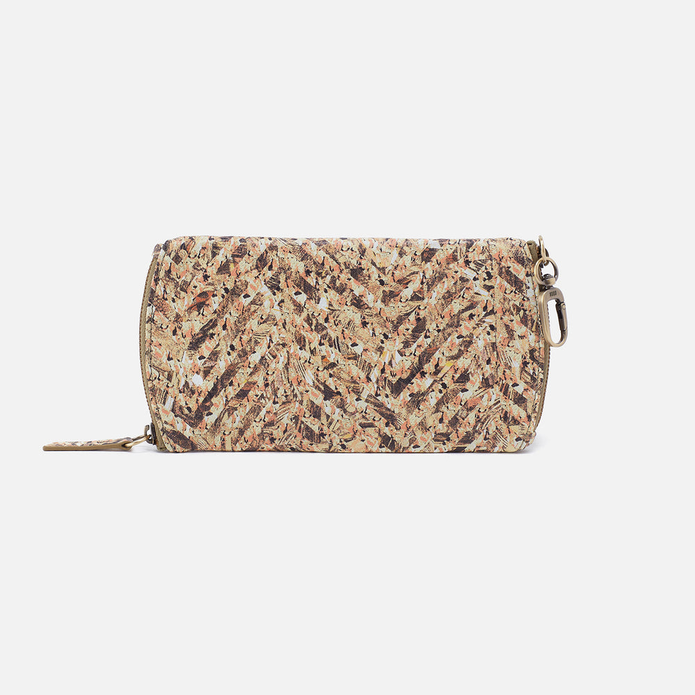 Spark Double Eyeglass Case In Printed Leather - Neutral Mosaic Print