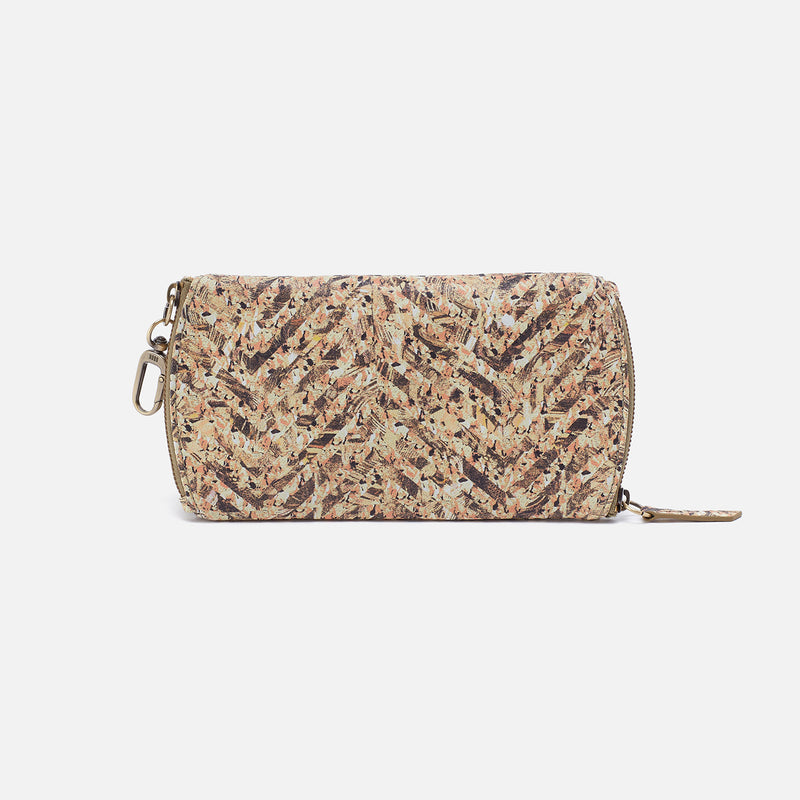 Spark Double Eyeglass Case In Printed Leather - Neutral Mosaic Print