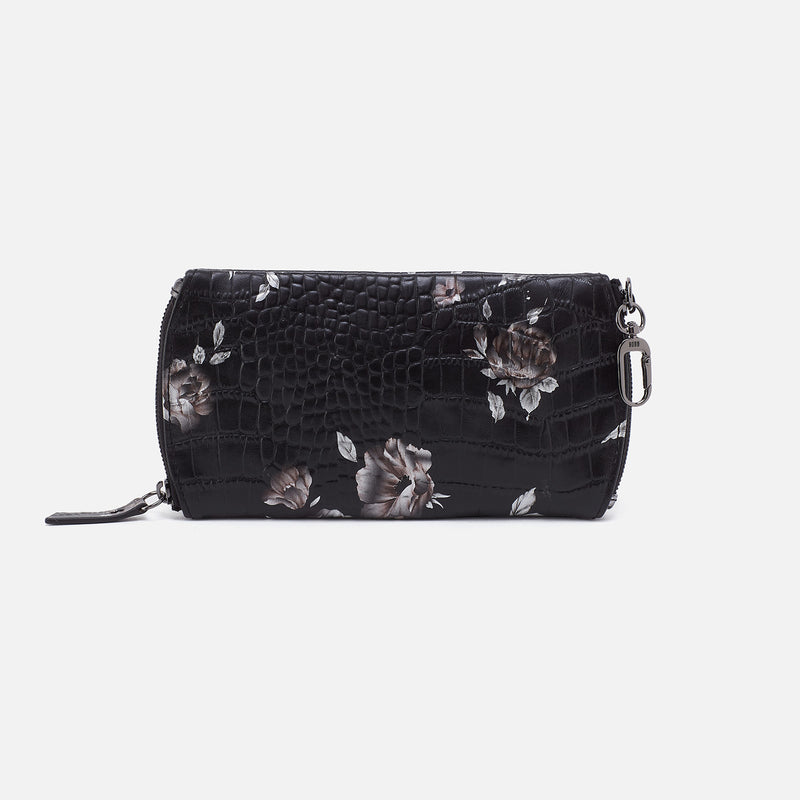 Spark Double Eyeglass Case In Printed Leather - Rose Croco Print