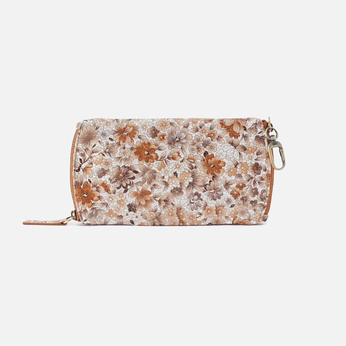 Spark Double Eyeglass Case In Printed Leather - Sepia Bloom