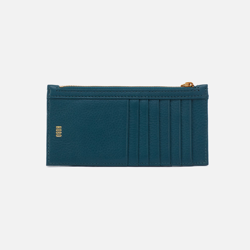 Carte Card Case In Pebbled Leather - Midnight Teal