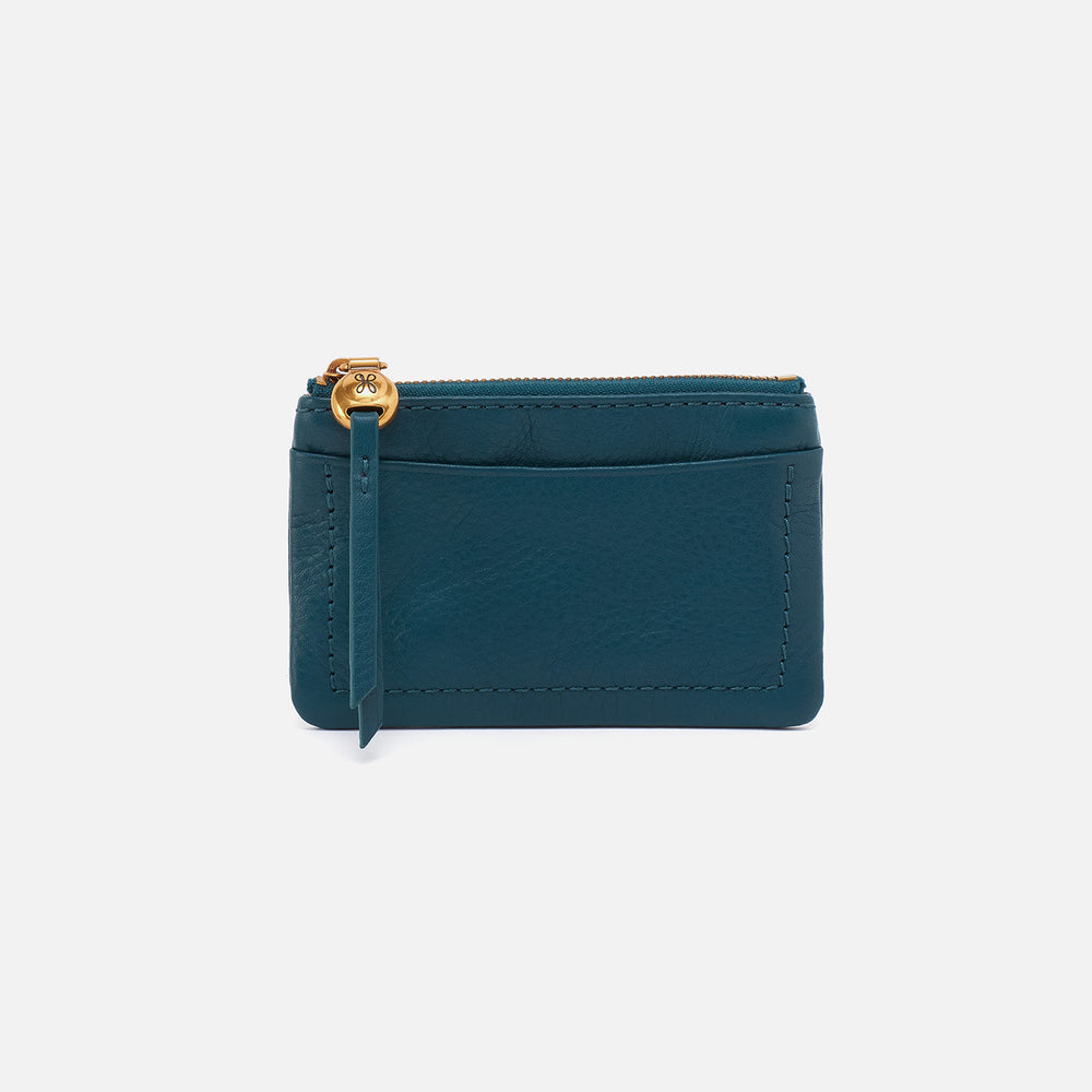 Lumen Card Case In Pebbled Leather - Midnight Teal