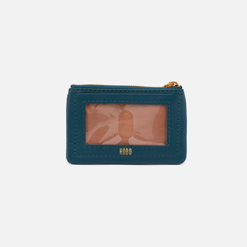 Lumen Card Case In Pebbled Leather - Midnight Teal