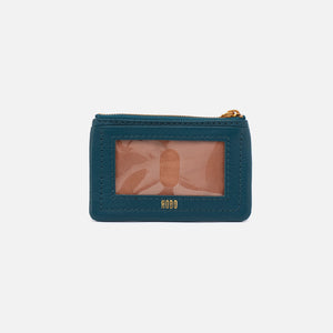 Lumen Card Case In Pebbled Leather - Midnight Teal