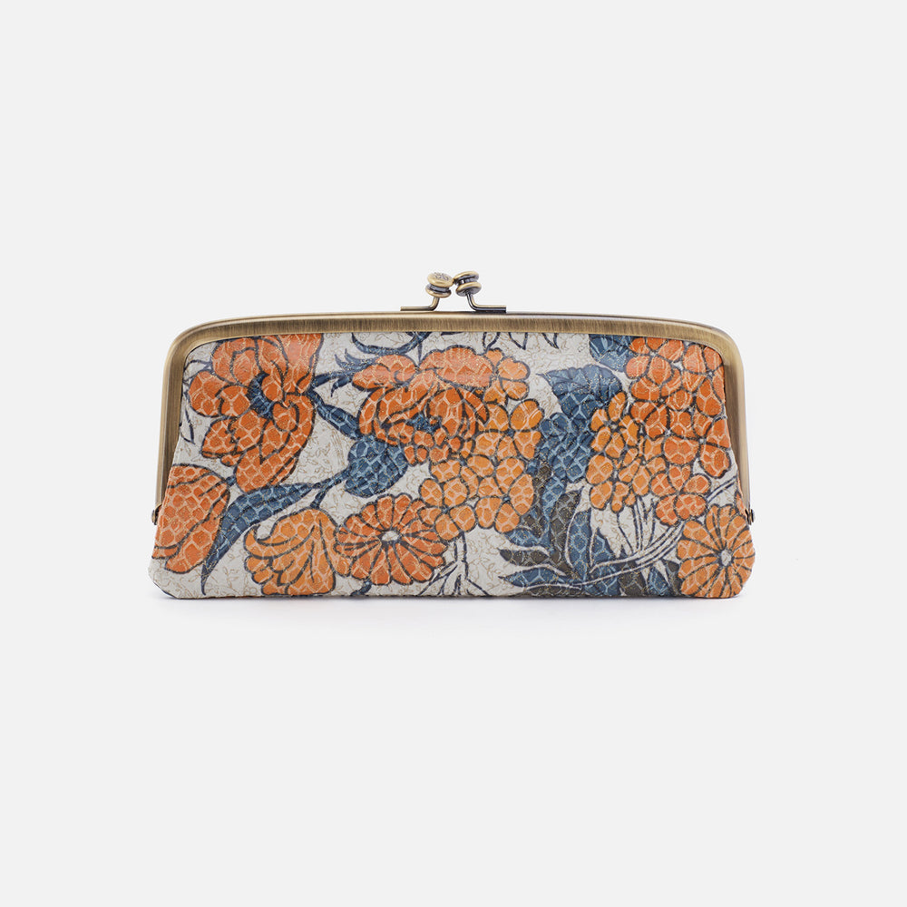 Cora Large Frame Wallet in Printed Leather - Orange Blossom